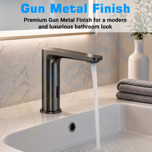 IFITech Touchless Kitchen Faucet | Dual Power (Electric & Battery) | Gun Metal Finish | Water Saving Tap for Home & Office