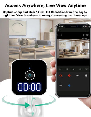IFITech 1080P Wall-Mount WiFi Digital Clock Camera