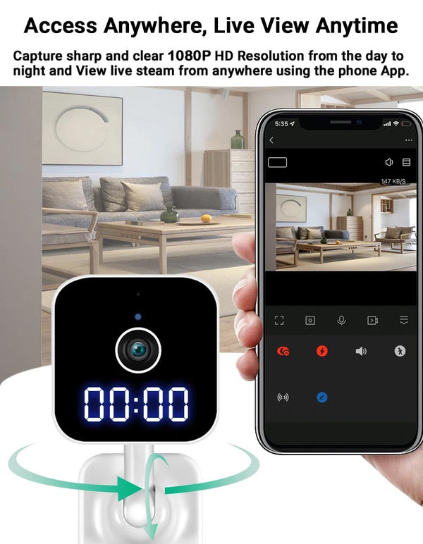 IFITech 1080P Wall-Mount WiFi Digital Clock Camera