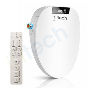 IFITech Smart Electric Bidet Toilet Seat with Remote Control, Heated Toilet Seat, Adjustable Warm Water, Air Dryer, Rear Feminine and Oscillating Washing, Night Light, Soft Close Lid, LED Display