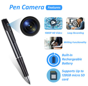 IFITech Hidden 1080P Full Hd Pen Camera | 100 Minutes Battery Life | Body Camera with Video and Audio Recording | Spy Camera Supports Max 128GB SD Card (Not Included) | Secret Pen Recorder