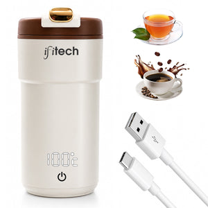 IFITech 500ml USB Bottle Warmer | Operates with USB Type-C or 220V AC Power, Travel Friendly Electric Kettle | Water Boiler Heater with LCD Display, 45°C–55°C Temperature Control | 304 Stainless Steel