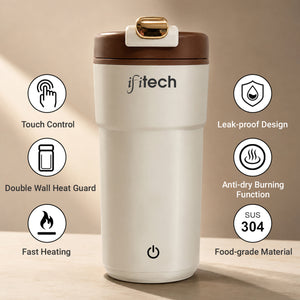 IFITech 500ml USB Bottle Warmer | Operates with USB Type-C or 220V AC Power, Travel Friendly Electric Kettle | Water Boiler Heater with LCD Display, 45°C–55°C Temperature Control | 304 Stainless Steel