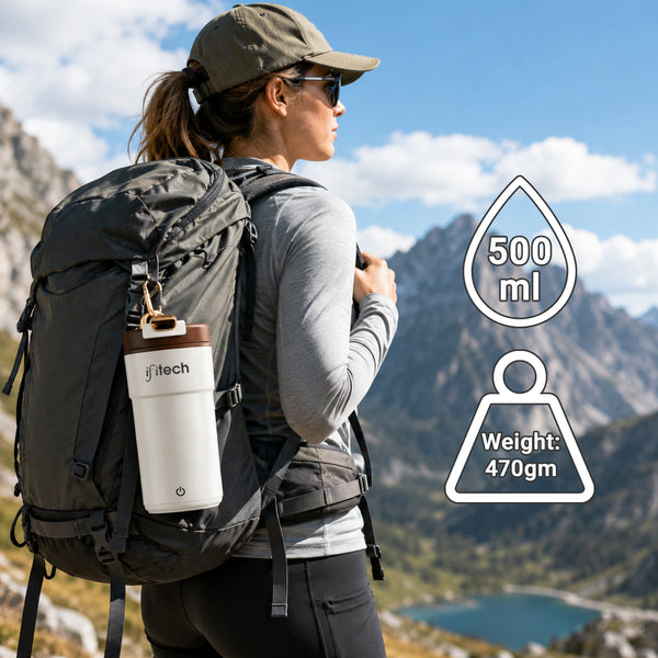 IFITech 500ml USB Bottle Warmer | Operates with USB Type-C or 220V AC Power, Travel Friendly Electric Kettle | Water Boiler Heater with LCD Display, 45°C–55°C Temperature Control | 304 Stainless Steel
