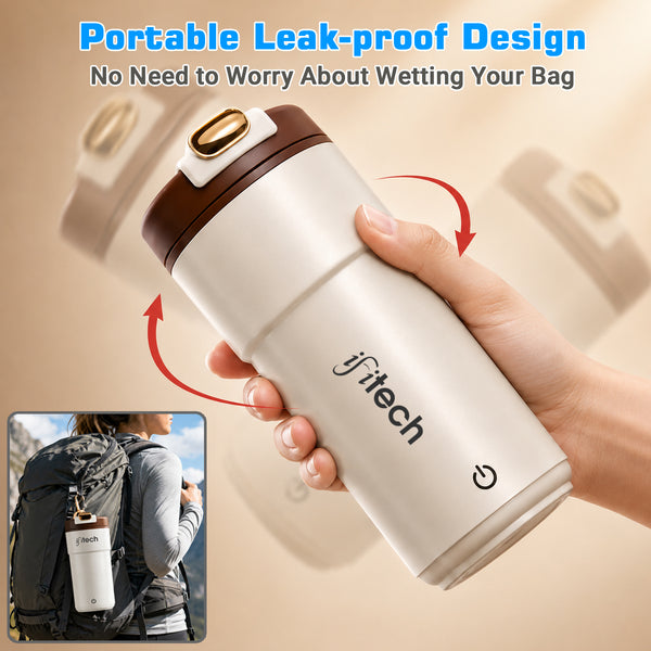 IFITech 500ml USB Bottle Warmer | Operates with USB Type-C or 220V AC Power, Travel Friendly Electric Kettle | Water Boiler Heater with LCD Display, 45°C–55°C Temperature Control | 304 Stainless Steel