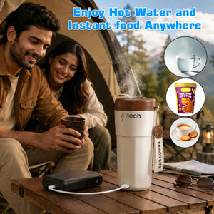 IFITech 500ml USB Bottle Warmer | Operates with USB Type-C or 220V AC Power, Travel Friendly Electric Kettle | Water Boiler Heater with LCD Display, 45°C–55°C Temperature Control | 304 Stainless Steel