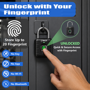 IFITech Smart Fingerprint Padlock | Biometric Padlock | Keyless Lock | Stores Up to 20 Fingerprints | Fingerprint Lock for Gym Locker, Cabinet, Drawer, Luggage & Personal Spaces
