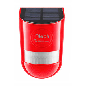 IFITech Solar Motion Sensor Alarm | Solar/USB Charging | 129dB Siren + Strobe Light