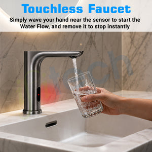 IFITech Touchless Kitchen Faucet | Dual Power (Electric & Battery) | Gun Metal Finish | Water Saving Tap for Home & Office