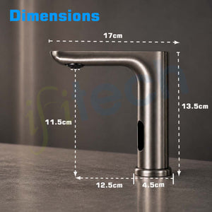 IFITech Touchless Kitchen Faucet | Dual Power (Electric & Battery) | Gun Metal Finish | Water Saving Tap for Home & Office