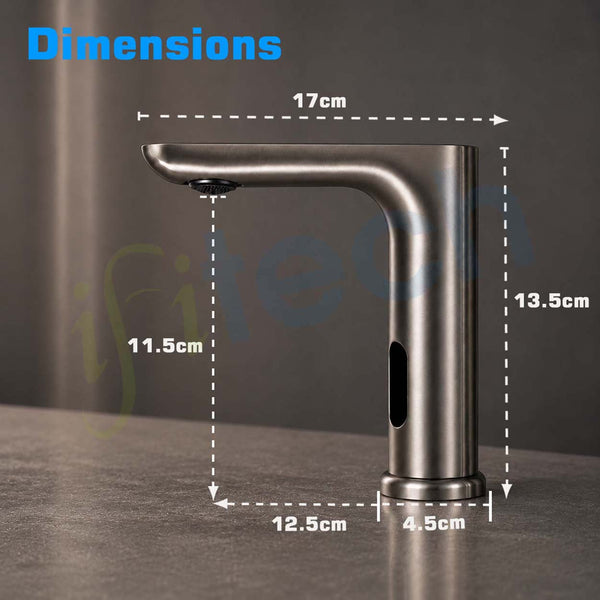 IFITech Touchless Kitchen Faucet | Dual Power (Electric & Battery) | Gun Metal Finish | Water Saving Tap for Home & Office