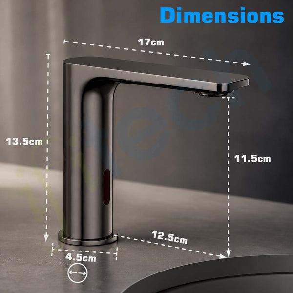 IFITech Touchless Kitchen Faucet | Dual Power (Electric & Battery) | Gun Metal Finish | Water Saving Tap for Home & Office