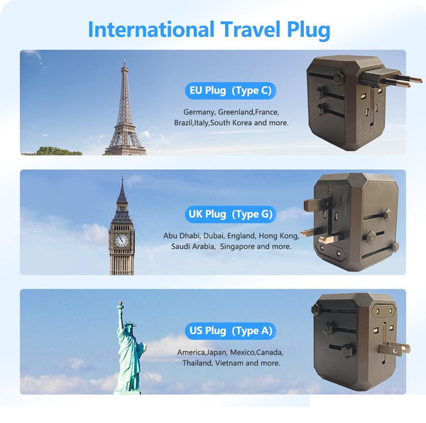 IFITech Universal Travel Adapter | 1 USB-C & 3 USB-A Output