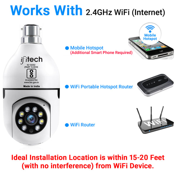 IFITech 2MP and 3MP HD Smart Wi-Fi CCTV Home Security Camera | Bulb Camera Perfect for Home, Office Monitoring (Combo Pack)
