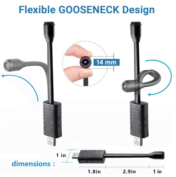 Eye4Spy Hidden Camera USB Interface – 1080P WiFi Mini Flexible Neck Camera