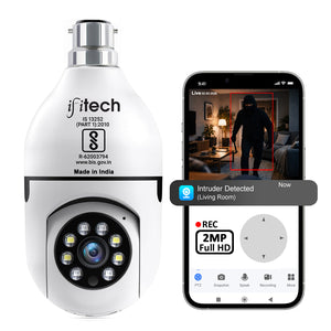 IFITech 2MP HD Wi-Fi Pan/Tilt Bulb Camera - V380 App