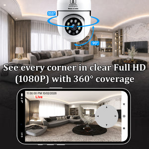 IFITech 2MP HD Wi-Fi Pan/Tilt Bulb Camera - V380 App