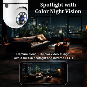 IFITech 2MP HD Wi-Fi Pan/Tilt Bulb Camera - V380 App