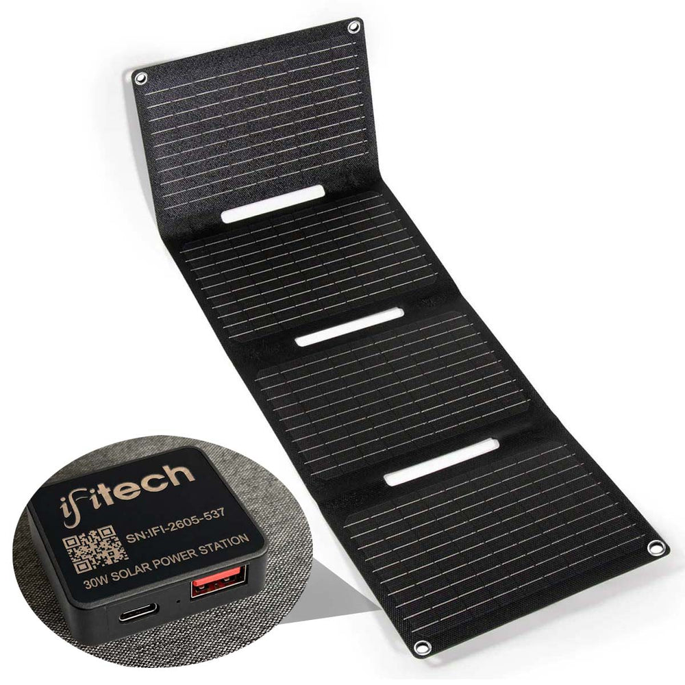 IFITech 30W Portable Solar Panel Charger | Waterproof Foldable Outdoor Power Solution