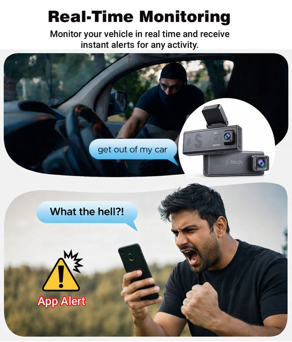IFITech 3MP QHD Car Dashcam, 4G Sim Based Car Camera Dual Channel, Night Vision, Microphone, G-Sensor, Built-in GPS, App Control
