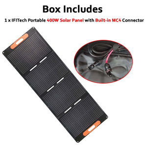 IFITech Portable 400W Solar Panel, Foldable Solar Charger – Lightweight, Durable, and Compatible with Most 40V Portable Solar Generators and Power Stations for RV, Camping, and Home Use