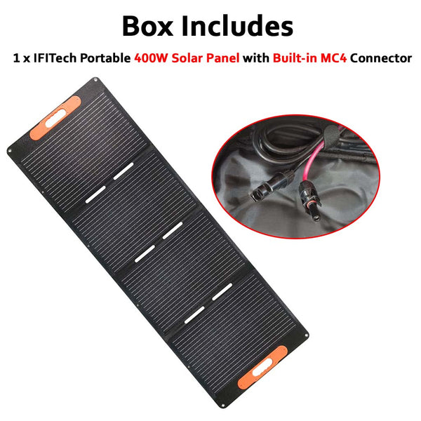 IFITech Portable 400W Solar Panel, Foldable Solar Charger – Lightweight, Durable, and Compatible with Most 40V Portable Solar Generators and Power Stations for RV, Camping, and Home Use