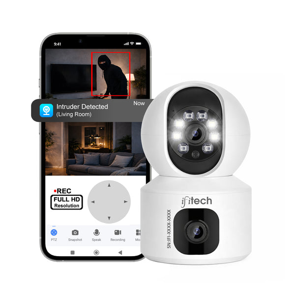 IFITech 4MP Dual Lens Wi-Fi CCTV Camera | Color Night Vision & 360° View