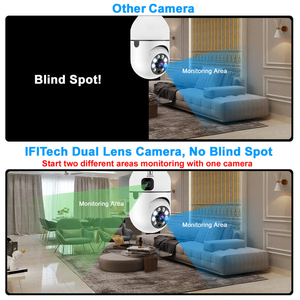 IFITech 4MP Ultra HD Wi-Fi Pan/Tilt Bulb Camera with Adjustable Holder - V380 App