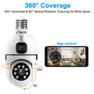 IFITech 4MP Ultra HD Wi-Fi Pan/Tilt Bulb Camera with Adjustable Holder - V380 App