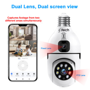 IFITech 4MP Ultra HD Wi-Fi Pan/Tilt Bulb Camera with Adjustable Holder - V380 App