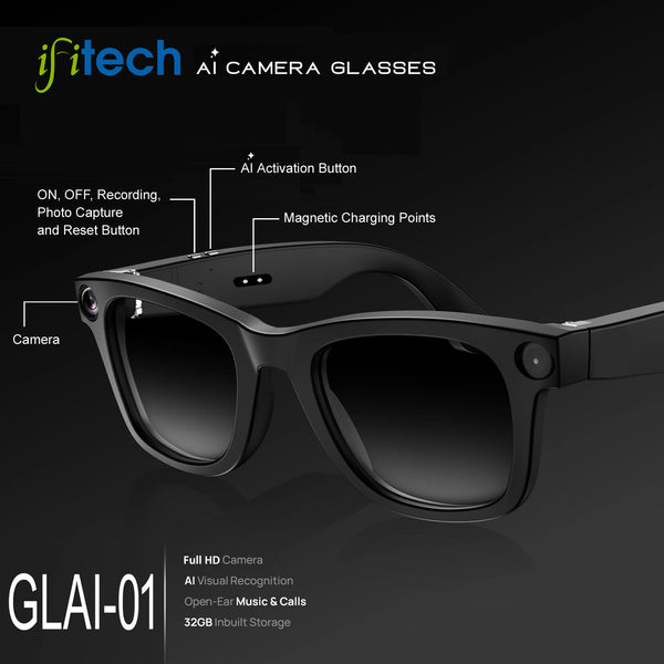 IFITech AI Smart Glasses with 1080P Full HD Camera – Real-Time Language Translation, Object Recognition, Bluetooth Audio Calls & Voice Assistant – for Driving, Sports & Vlogging