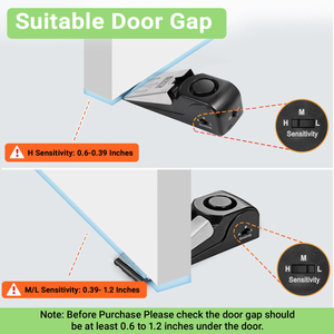 IFITech Door Stop Alarm, Wedge Door Stopper Alarm with 3 Sensitivity Levels