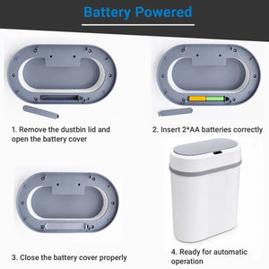 IFITech Smart Motion Sensor 12 Litre Kitchen Dustbin with Lid, Hanging Plastic Trash Can for Wall Mounted Garbage Bin - White | Touchless Dustbin with Soft Close Lid (Powered by 2*AA Batteries)