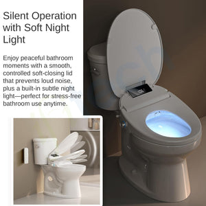IFITech Smart Electric Bidet Toilet Seat with Remote Control, Heated Toilet Seat, Adjustable Warm Water, Air Dryer, Rear Feminine and Oscillating Washing, Night Light, Soft Close Lid, LED Display