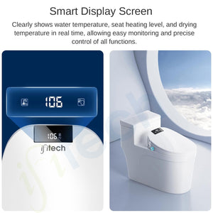 IFITech Smart Electric Bidet Toilet Seat with Remote Control, Heated Toilet Seat, Adjustable Warm Water, Air Dryer, Rear Feminine and Oscillating Washing, Night Light, Soft Close Lid, LED Display