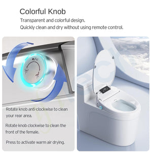 IFITech Smart Electric Bidet Toilet Seat with Remote Control, Heated Toilet Seat, Adjustable Warm Water, Air Dryer, Rear Feminine and Oscillating Washing, Night Light, Soft Close Lid, LED Display