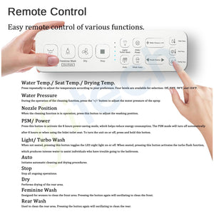 IFITech Smart Electric Bidet Toilet Seat with Remote Control, Heated Toilet Seat, Adjustable Warm Water, Air Dryer, Rear Feminine and Oscillating Washing, Night Light, Soft Close Lid, LED Display