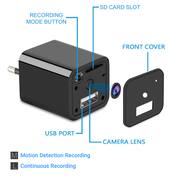 IFITech Hidden Spy Camera USB Charger – 1080P HD Mini Camera (No WiFi)