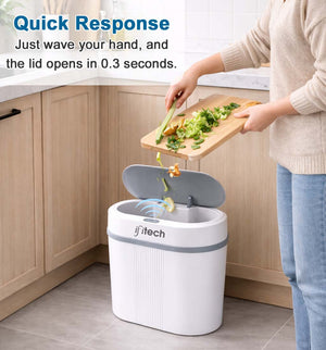 IFITech Motion Sensor Smart Trash Bin For Home (12 Liters, White) | Durable & Strong Body, Motion Sensor Open-Top Bin Lid | Smart Automatic Garbage Dustbin For Kitchens, Kids room, Study room, Offices