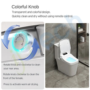 IFITech Smart Electric Bidet Toilet Seat with Remote Control, Heated Toilet Seat, Adjustable Warm Water, Air Dryer, Rear Feminine and Oscillating Washing, Night Light, Soft Close Lid, LED Display