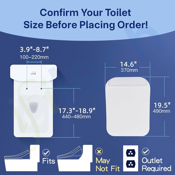 IFITech Smart Electric Bidet Toilet Seat with Remote Control, Heated Toilet Seat, Adjustable Warm Water, Air Dryer, Rear Feminine and Oscillating Washing, Night Light, Soft Close Lid, LED Display