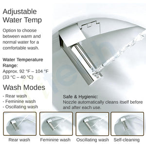 IFITech Smart Electric Bidet Toilet Seat with Remote Control, Heated Toilet Seat, Adjustable Warm Water, Air Dryer, Rear Feminine and Oscillating Washing, Night Light, Soft Close Lid, LED Display