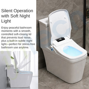IFITech Smart Electric Bidet Toilet Seat with Remote Control, Heated Toilet Seat, Adjustable Warm Water, Air Dryer, Rear Feminine and Oscillating Washing, Night Light, Soft Close Lid, LED Display