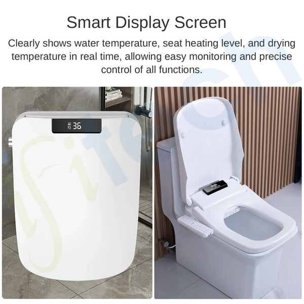 IFITech Smart Electric Bidet Toilet Seat with Remote Control, Heated Toilet Seat, Adjustable Warm Water, Air Dryer, Rear Feminine and Oscillating Washing, Night Light, Soft Close Lid, LED Display