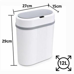 IFITech Smart Motion Sensor 12 Litre Kitchen Dustbin with Lid, Hanging Plastic Trash Can for Wall Mounted Garbage Bin - White | Touchless Dustbin with Soft Close Lid (Powered by 2*AA Batteries)