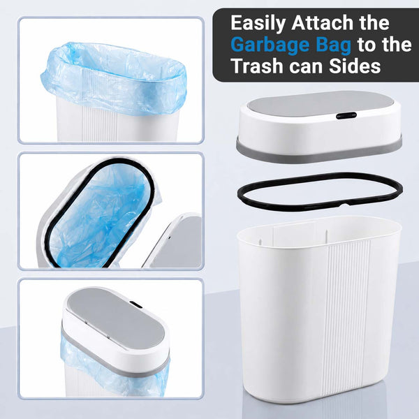 IFITech Smart Motion Sensor 12 Litre Kitchen Dustbin with Lid, Hanging Plastic Trash Can for Wall Mounted Garbage Bin - White | Touchless Dustbin with Soft Close Lid (Powered by 2*AA Batteries)