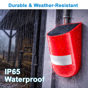 IFITech Solar Motion Sensor Alarm | Solar/USB Charging | 129dB Siren + Strobe Light