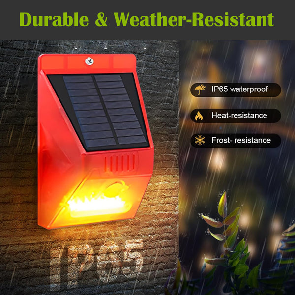 IFITech Solar Motion Sensor Alarm | Solar/USB Charging | 129dB Siren + Strobe Light | Remote Control