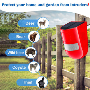 IFITech Solar Motion Sensor Alarm | Solar/USB Charging | 129dB Siren + Strobe Light