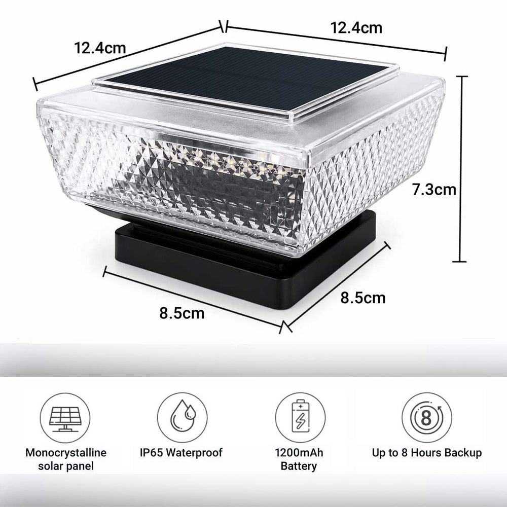 IFITech Solar Pillar Light | Designer Solar Gate Light | Auto ON/OFF Waterproof Outdoor Lights (Pack Of 2)